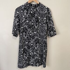 Old Navy Woodland Creatures Dress S Mini Black Cottagecore Floral Short Sleeve